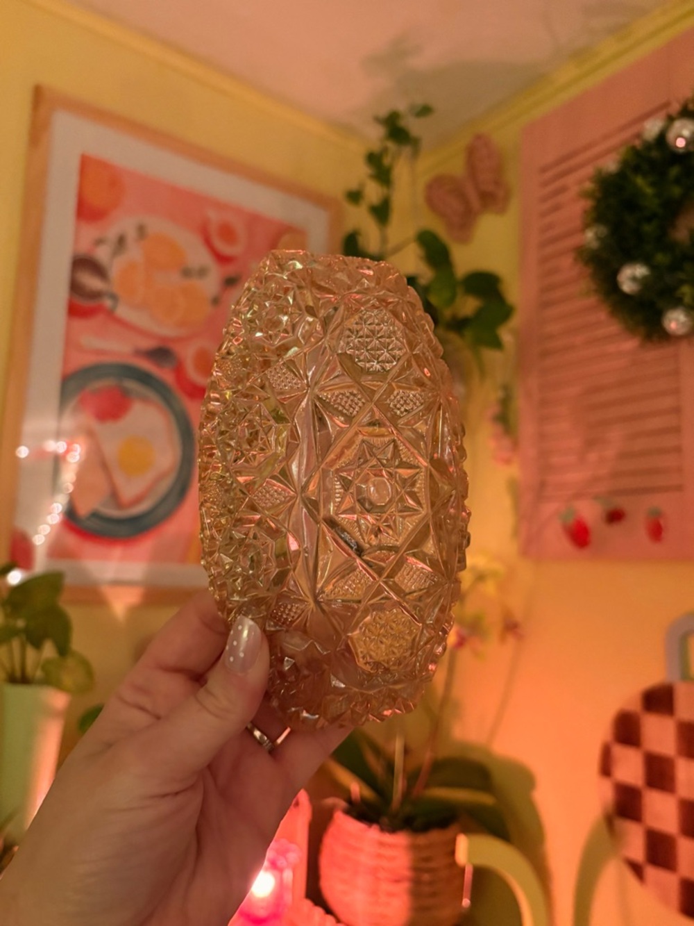 Vintage Pink Pressed Glass Trinket Dish - Picture 3 of 3